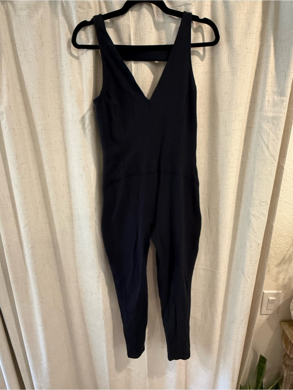 FP Movement by Free People Black Sleeveless V-Neck Jumpsuit Romper